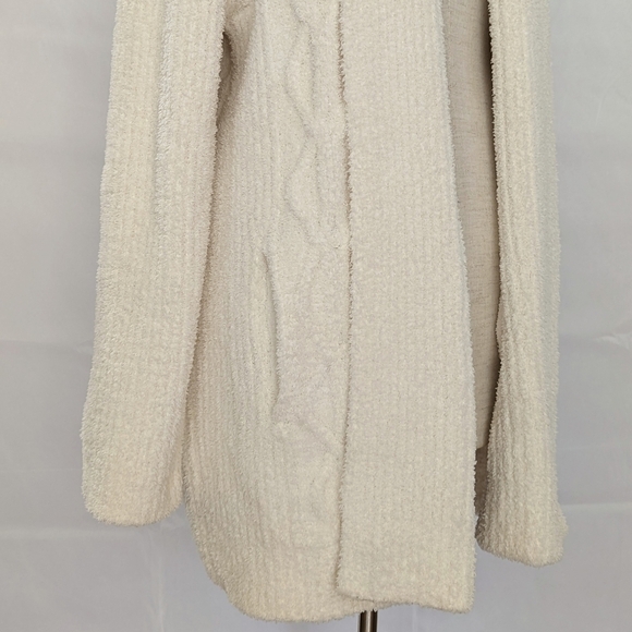 Barefoot Dreams Cardigan Cabin Cable CozyChic Knit Shawl Collar Cream L NWT - Picture 3 of 13